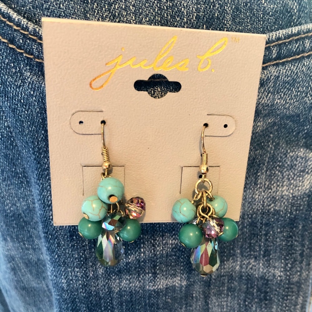 Fun NWT Beaded Dangle Shades of Blue Earrings